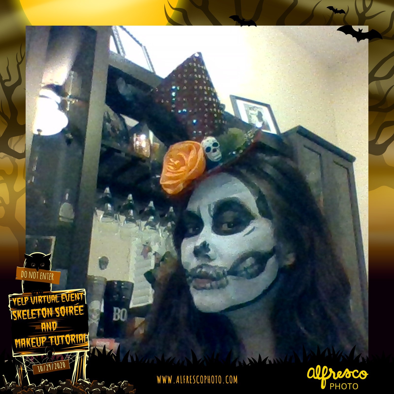 Yelp Skeleton Makeup Tutorial | View more photos from the event at events.alfrescophoto.com/u/AlfrescoPhoto/Yelp-Skeleton-Makeup-Tutorial